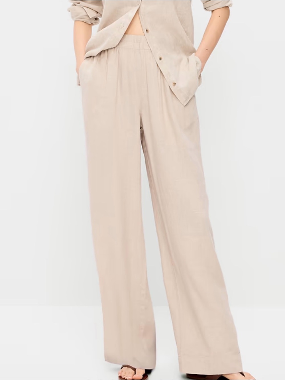 Old Navy Oatmeal Flax Linen Wide-Leg Pants - Size XS